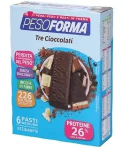 PESOFORMA, Barrette ai 3 Cioccolati, 12 Barrette